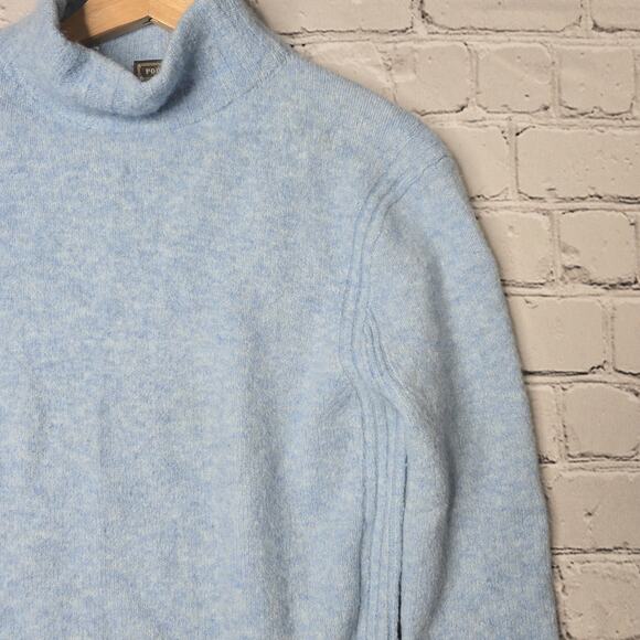 J Crew Point Sur Mock Neck Celestial Blue Wool Blend Knit Sweater Size Small - Picture 5 of 13